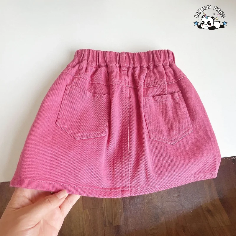 LEZONKIDS - Conjuntos de Roupas para Meninas Rosa com Estampa de Letra Camiseta de Algodão Short de Jeans Rosa Doce Fofo Conjuntos de Roupas Infantil Personalizados
